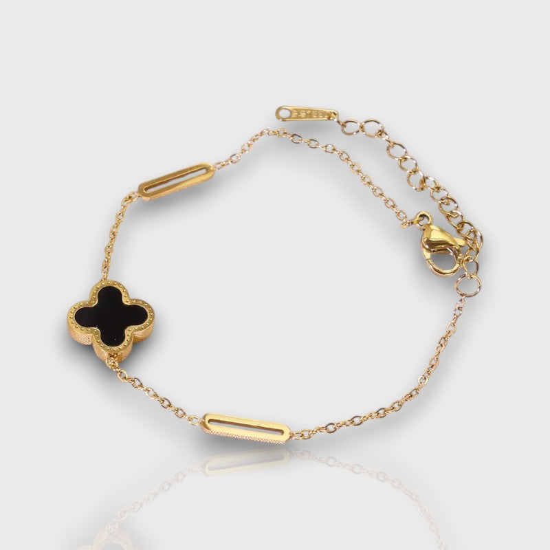 Elegant women’s titanium bracelet with black floral motif