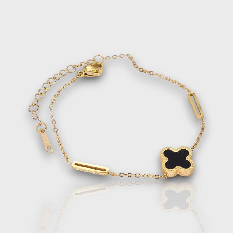 Black titanium flower bracelet for women – trendy jewelry design