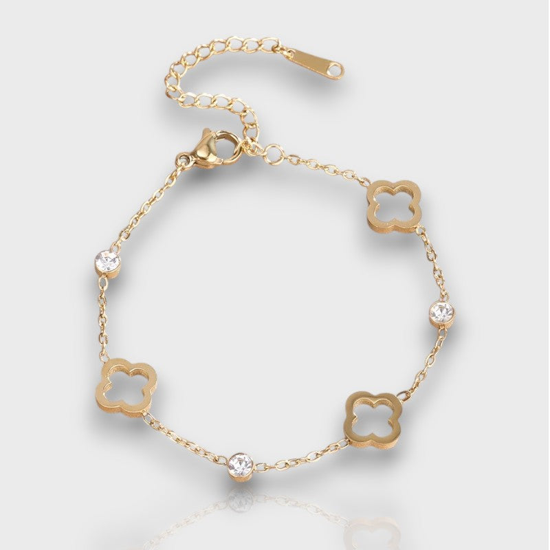 Elegant Hollow Clover Bracelet with Zirconia