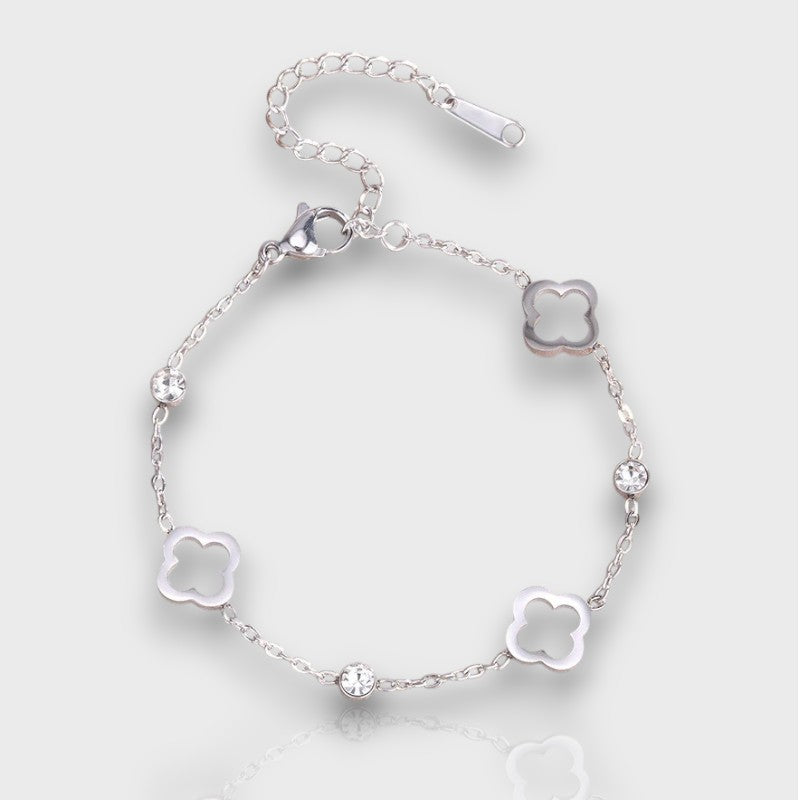 Elegant Hollow Clover Bracelet with Zirconia