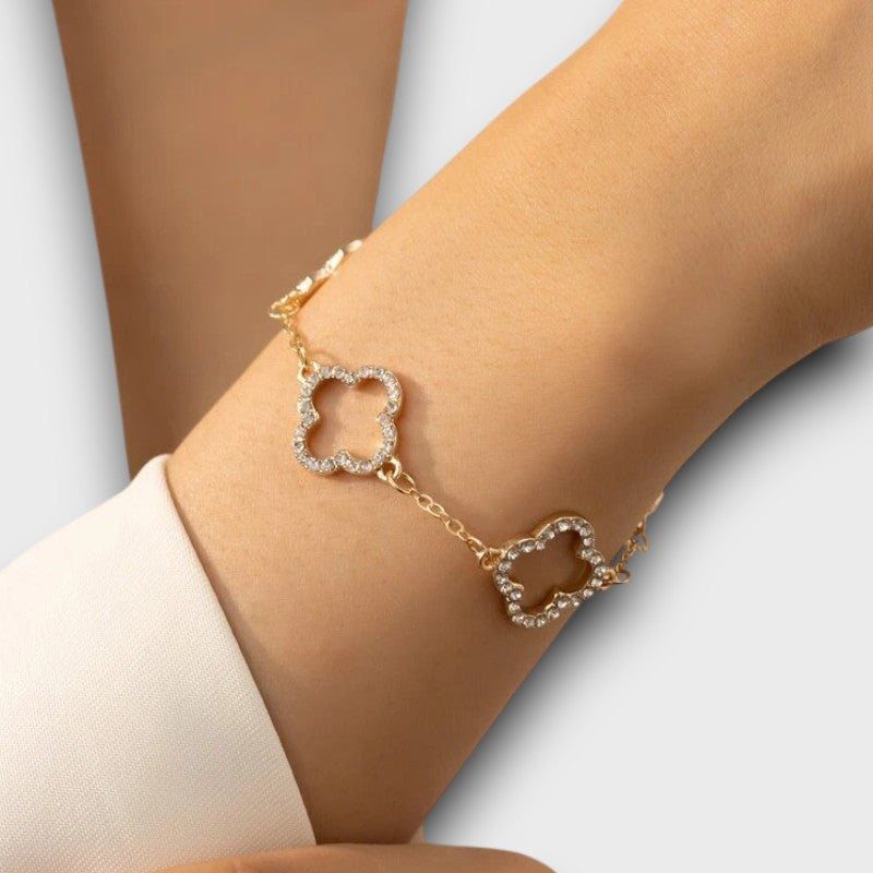Luxe Clover Pearl & Zirconia Bracelet – 18K Stainless Steel