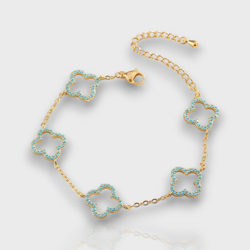 Luxe Clover Pearl & Zirconia Bracelet – 18K Stainless Steel