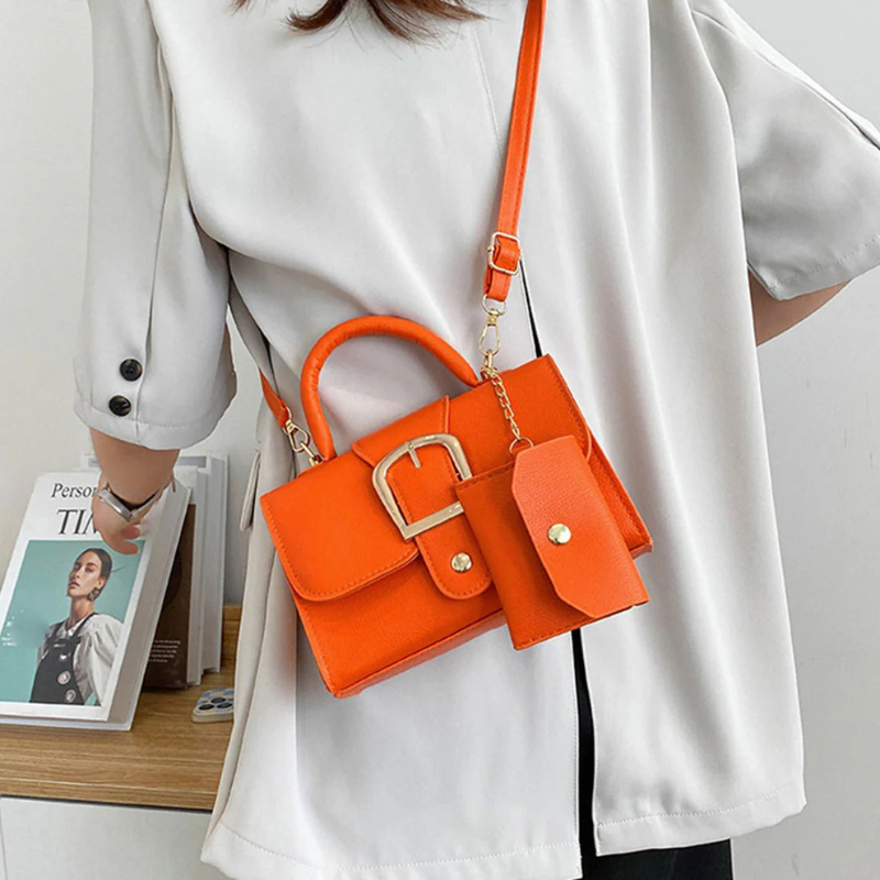 Aurora Luxe bag shown in blue with adjustable strap—stylish and durable daily accessory