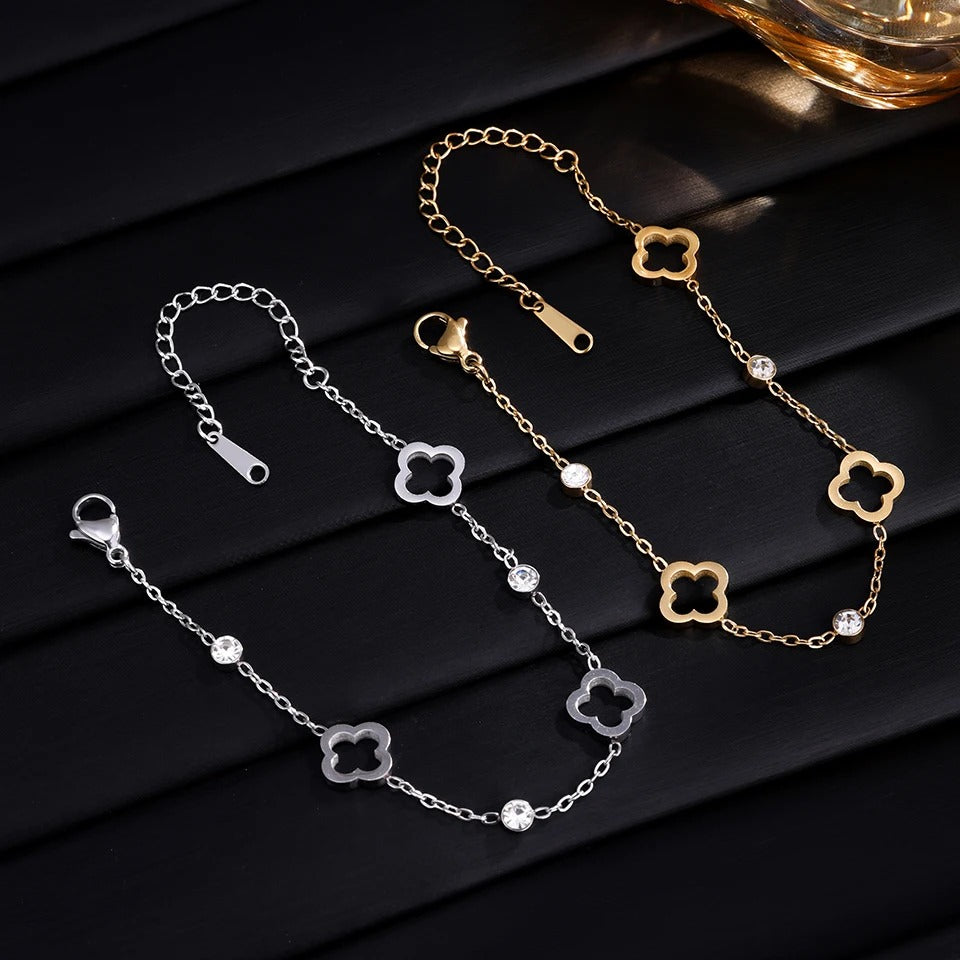 Elegant Hollow Clover Bracelet with Zirconia